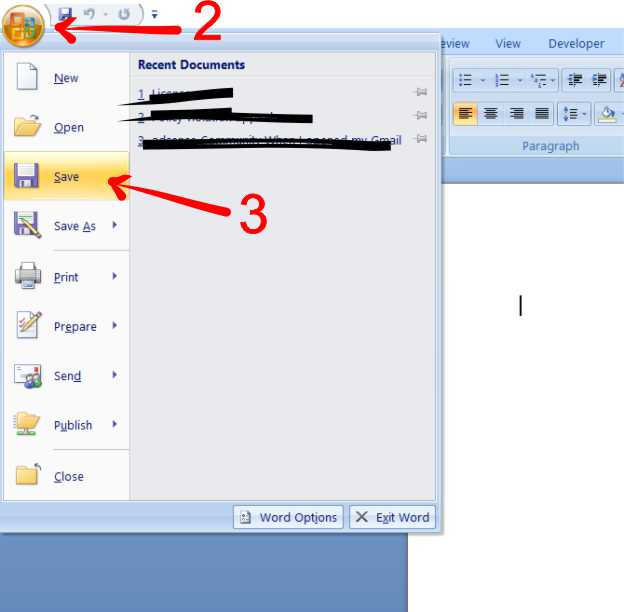 Office Button in MS Word